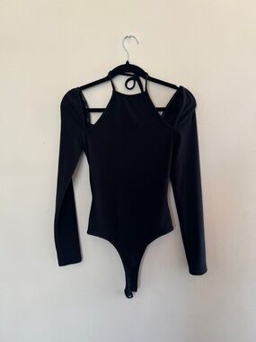 Astr Black Halter Long-Sleeve Bodysuit